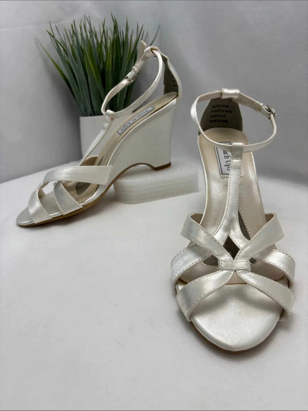 Touch Ups Ivory Satin Wedge Sandals